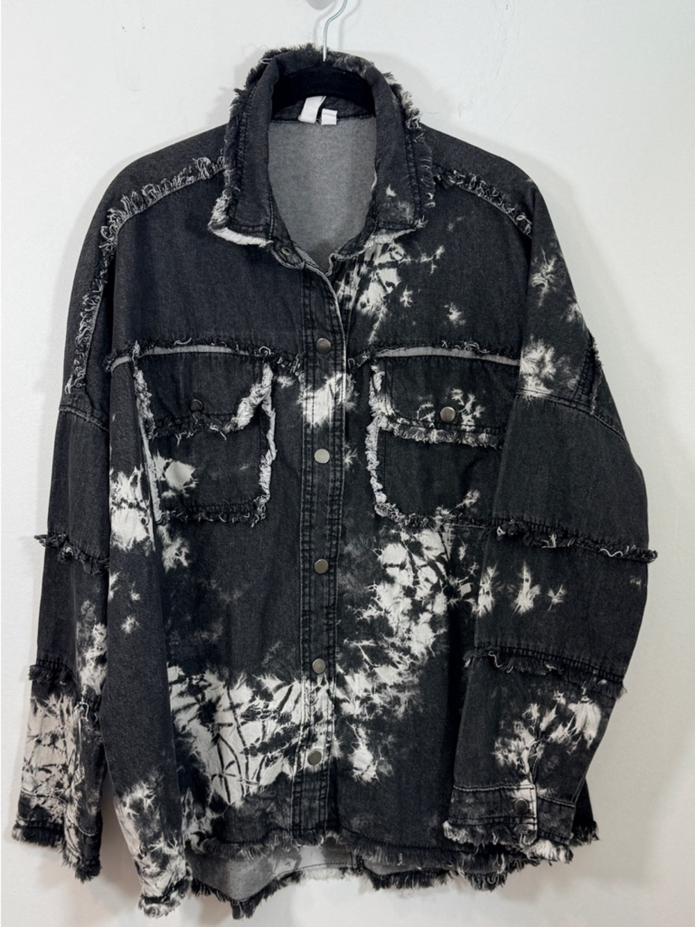 Elan Washed Black and White Tie-Dye rock & roll shirt jacket